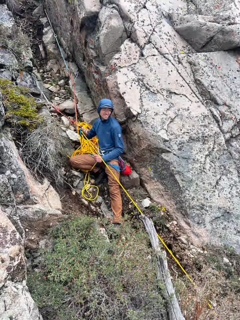 Belay set up for gully