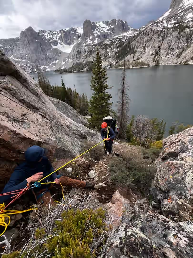 Lowering down couloir